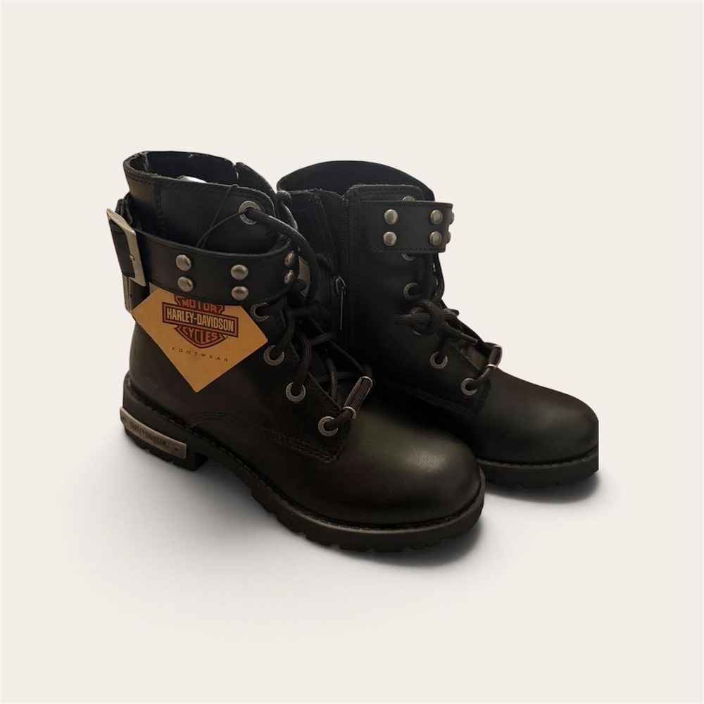 Harley-Davidson Watton Black Leather Studded Motorcycle Boots D84827 Womens 6